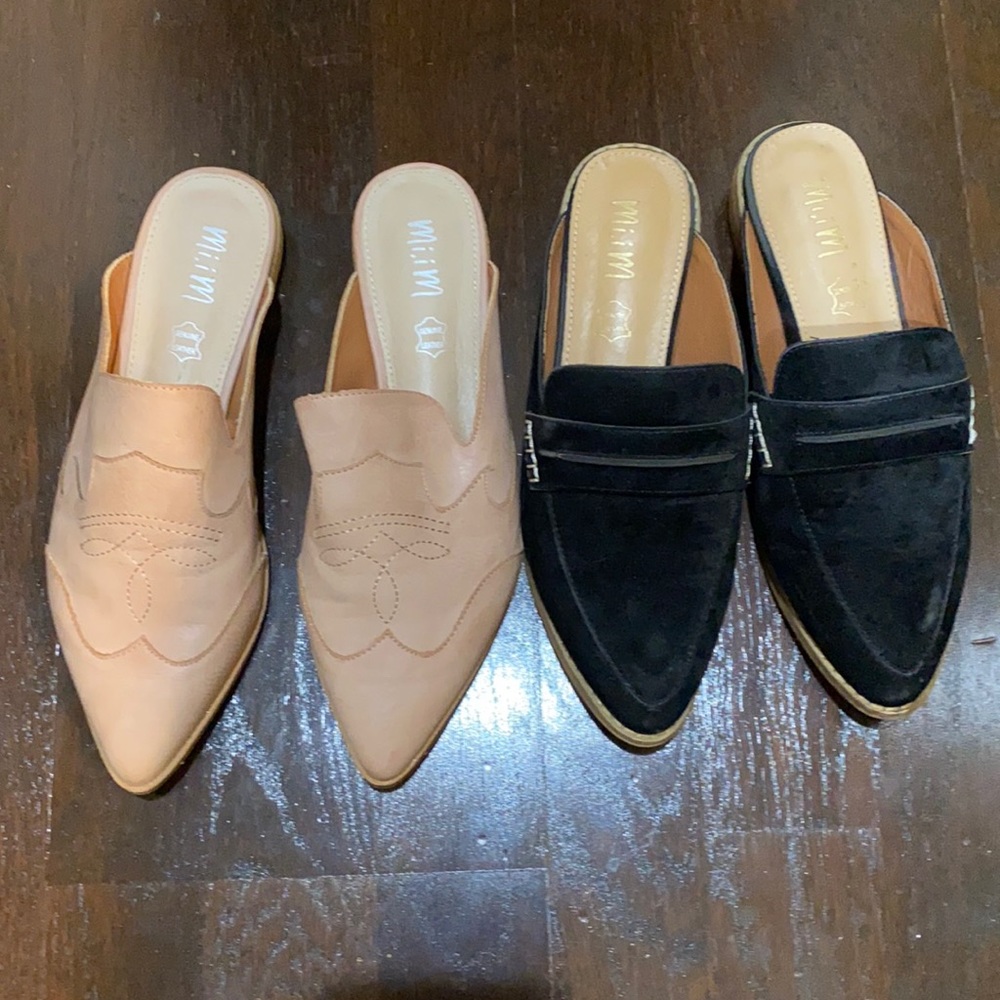 Two pairs Mi.iM loafer mules
